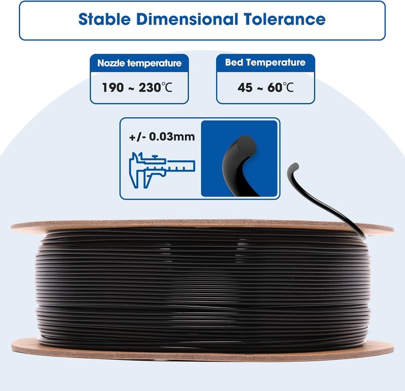 3DHoJor PLA Filament 1.75mm,3D Printer Filament 1kg*4 Bundle Cardboard Spool, Fit Most FDM 3D Printer,Dimensional Accuracy +/- 0.03 mm,Vacuum Packaging-Black+White 4Pack - Image 4